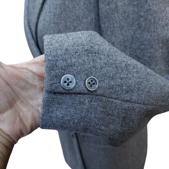 Vintage Jaeger Gray Wool Double Breasted Blazer Jacket Lined Academia Sz 12 - Picture 8 of 16